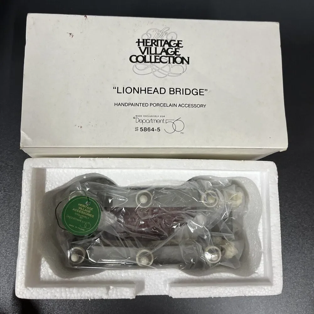 NIB Dept 56 Heritage Village Collection‎ Lionhead Bridge Porcelain #5864-5